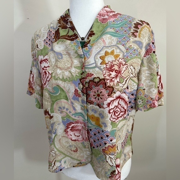 Pendleton sz 16 p blouse in a beautiful floral design. Vintage styling - Picture 9 of 13